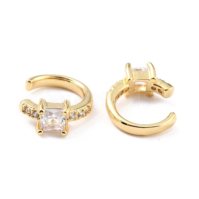 Brass Micro Pave Cubic Zirconia Cuff Earrings EJEW-K086-02G-01-1