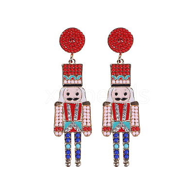 Cartoon Soldier Shape Alloy Enamel Dangle Stud Earrings FS-WGA682D-03-1