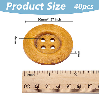 40Pcs Wood Buttons BUTT-OC0001-53A-1