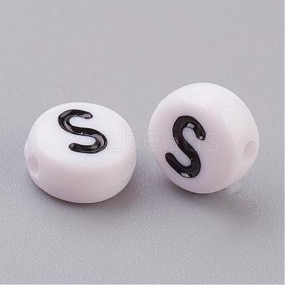 Acrylic Horizontal Hole Letter Beads X-PL37C9070-S-1