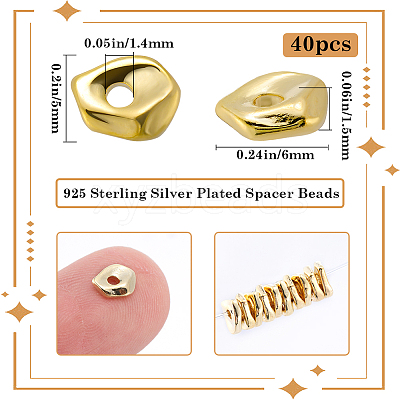 40Pcs Brass Spacer Beads KK-BBC0014-48G-1