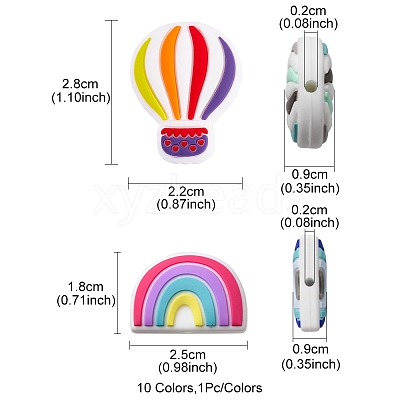 10Pcs 10 Styles Silicone Beads SIL-YW0001-05-1