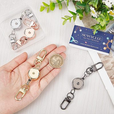 4Pcs 4 Colors Heavy Duty Alloy Retractable Keychain Clasps FIND-SC0004-32-1