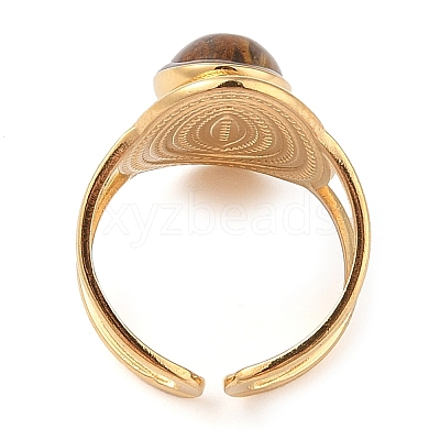 Oval Natural Tiger Eye Finger Rings RJEW-Z057-14G-01-1