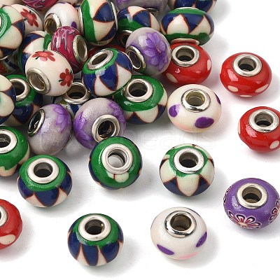 Handmade Polymer Clay Large Hole Rondelle European Beads LPDL-L003-01-1