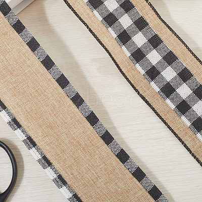 2 Rolls 2 Colors Imitation Burlap Ribbon DIY-CY0001-75-1
