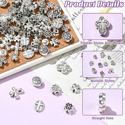 100Pcs 10 Styles Tibetan Styles Alloy Beads FIND-CJ0006-03-1