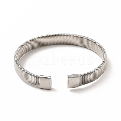 Non-Tarnish 304 Stainless Steel Flat Snake Chains Shape Open Cuff Bangle for Women BJEW-C0033-05P-1