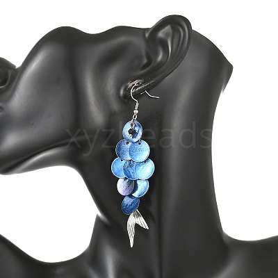 Glass & Natural Akoya Shell Dangle Earrings for Women EJEW-JE07498-1