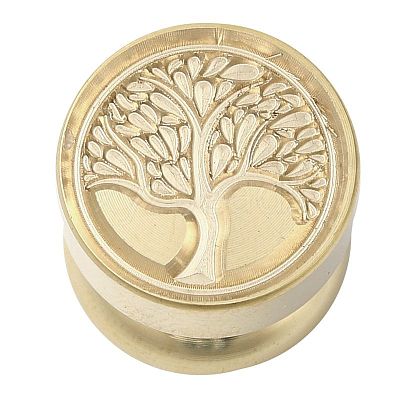 Golden Tone Round Wax Seal Brass Stamp Heads AJEW-M040-01G-R-1