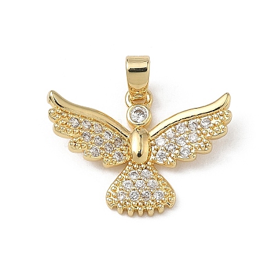 Brass Micro Pave Clear Cubic Zirconia Pendants KK-F924-10G-1