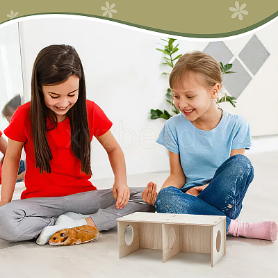 Wooden Hamster Hideout House AJEW-WH0270-086B-1