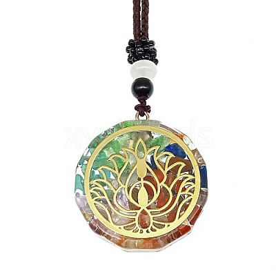 Orgonite Chakra Natural & Synthetic Mixed Stone Pendant Necklaces PZ4674-14-1