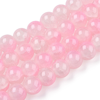 Crackle Baking Paint Imitation Jade Glass Beads Strands DGLA-T003-8mm-01-1