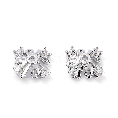 Rack Plating Brass Cubic Zirconia Bead Cap KK-A183-99P-1