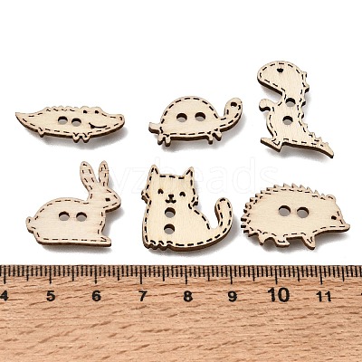 2-Hole Animal Theme Wood Buttons WD-CBA9CDE-02A-1