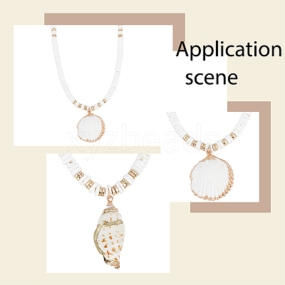 2Pcs 2 Style Natural Shell Pendant Necklaces Set with Disc Beaded Chains for Women NJEW-AN0001-75-1