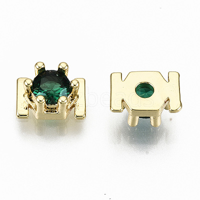 Brass Micro Pave Cubic Zirconia Cabochons KK-S061-48G-C-NR-1