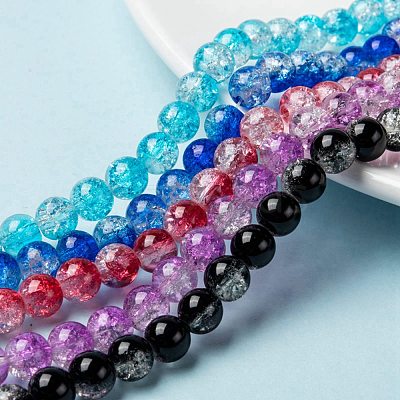 Baking Paint Crackle Glass Bead Strands CCG-S001-8mm-M-1