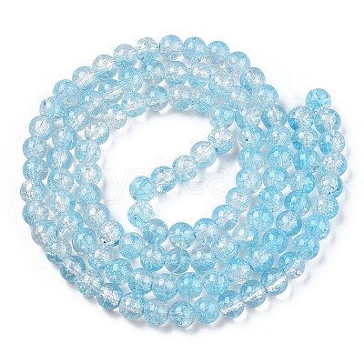 Transparent Crackle Baking Paint Glass Beads Strands LS-DGLA-T003-01B-06-1
