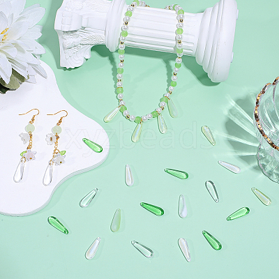 100Pcs 4 Colors Baking Paint Transparent Glass Pendants FIND-SC0023-48-1