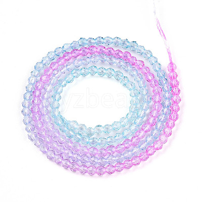Transparent Gradient Color Glass Beads Strands GLAA-H021-01A-21-1