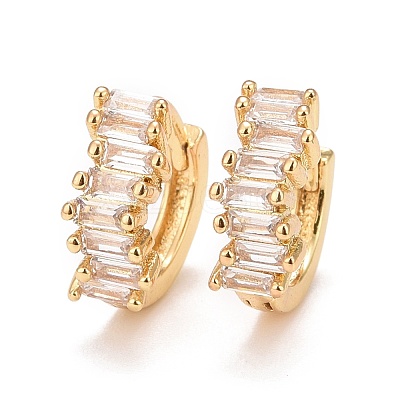 Cubic Zirconia Rectangle Hoop Earrings EJEW-A069-16G-B-1