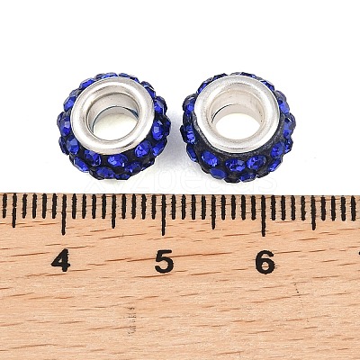 Polymer Clay Rhinestone European Large Hole Beads with Silver Color Plated Brass Cores FPDL-R002-03-1