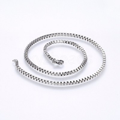 Non-Tarnish 304 Stainless Steel Box Chain Necklaces NJEW-F226-05P-02-1