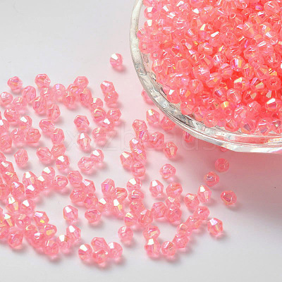 Bicone AB Color Plated Eco-Friendly Transparent Acrylic Beads TACR-A003-4mm-02-1