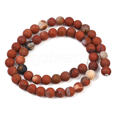 Frosted Natural Red Jasper Beads Strands G-C270-M01-8mm-1