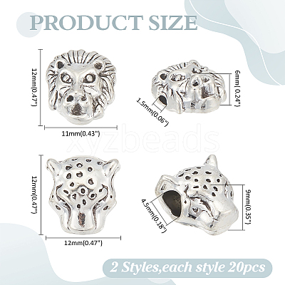 40Pcs 2 Styles Tibetan Style Alloy Beads FIND-ME0001-16-1