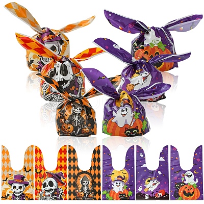 60Pcs 2 Styles Rabbit Shaped Halloween Candy Plastic Bags ABAG-FS0001-06-1