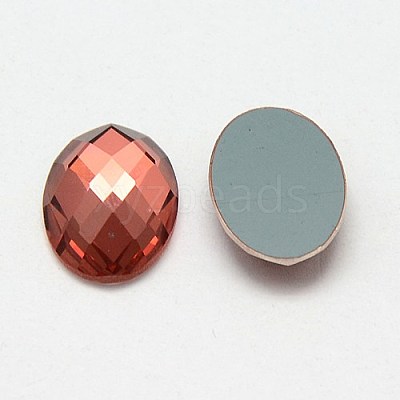 Faceted Glass Oval Cabochons X-GGLA-F008C-22-1