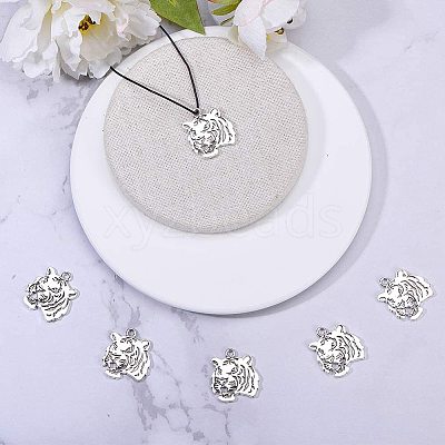 Tibetan Style Alloy Tiger Head Pendants TIBEP-PH0004-85-1