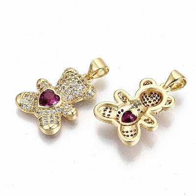 Brass Micro Pave Clear Cubic Zirconia Pendants X-ZIRC-S067-213-NF-1