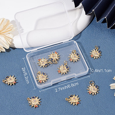 10Pcs Sun with Moon Brass Micro Pave Colorful Cubic Zirconia Pendants KK-BBC0004-16-1