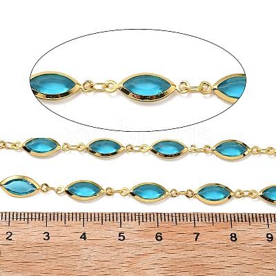 Brass Glass Horse Eye Link Chains CHC-R001-03G-04-1