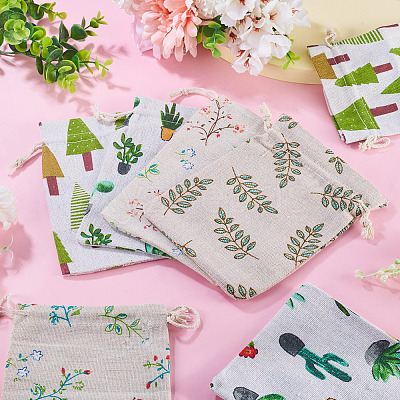 20Pcs 4 Styles Polycotton(Polyester Cotton) Packing Pouches Drawstring Bags ABAG-TA0002-09-1