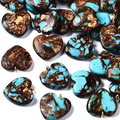 Assembled Bronzite and Synthetic Turquoise Pendants G-T111-04C-1