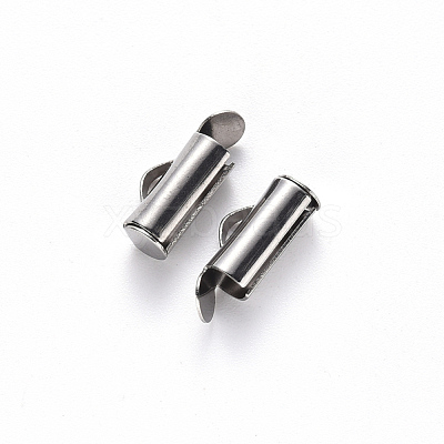 Non-Tarnish 304 Stainless Steel Slide On End Clasp Tubes X-STAS-S115-01C-P-1