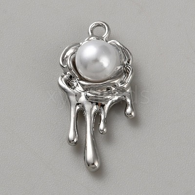 White Series Love Bow Alloy Acrylic Pendant PALLOY-WH0115-01P-14-1