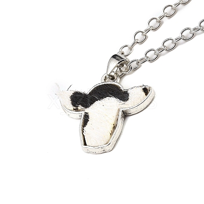 Zinc Alloy with Leather Pendant Necklces NJEW-Z034-01A-P-1