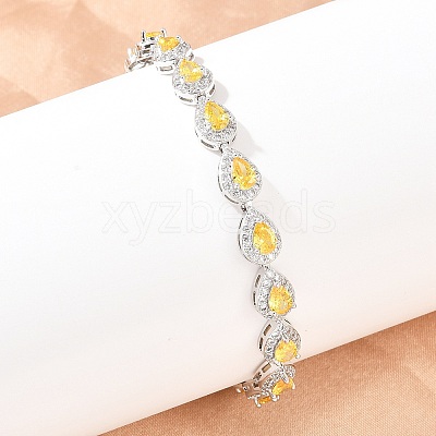 Platinum Tone Brass Micro Pave Cubic Zirconia Tennis Bracelets BJEW-B160-05P-1