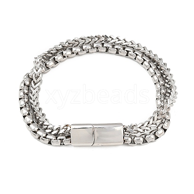 201 Stainless Steel Multi-strand Bracelets LS-BJEW-H633-02P-1