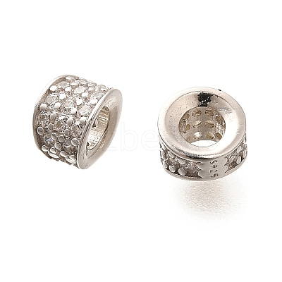 925 Sterling Silver Micro Pave Clear Cubic Zirconia Beads STER-B006-10B-P-1
