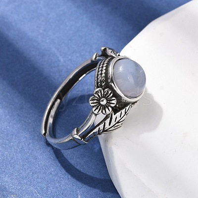 Natural Blue Lace Agate Finger Rings RJEW-A084-05AS-10-1