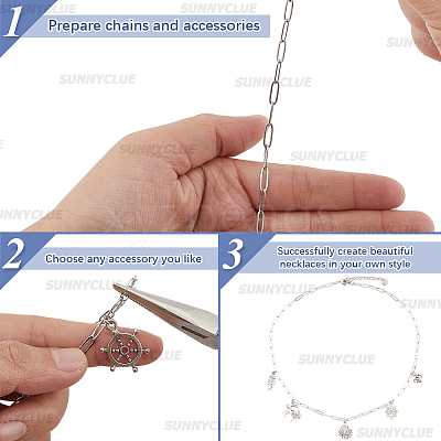 6Pcs 2 Colors 304 Stainless Steel Paperclip Chain Necklaces NJEW-SC0001-58B-1