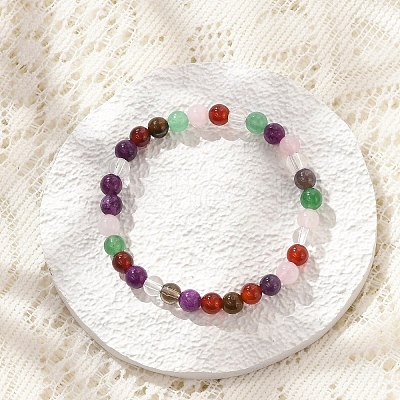 Natural Mixed Wealth Stone Beaded Stretch Bracelets BJEW-D446-B-39-1