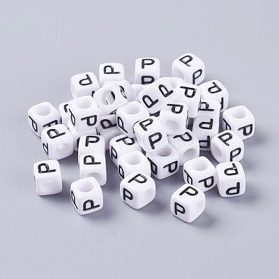 Acrylic Horizontal Hole Letter Beads PL37C9308-P-1